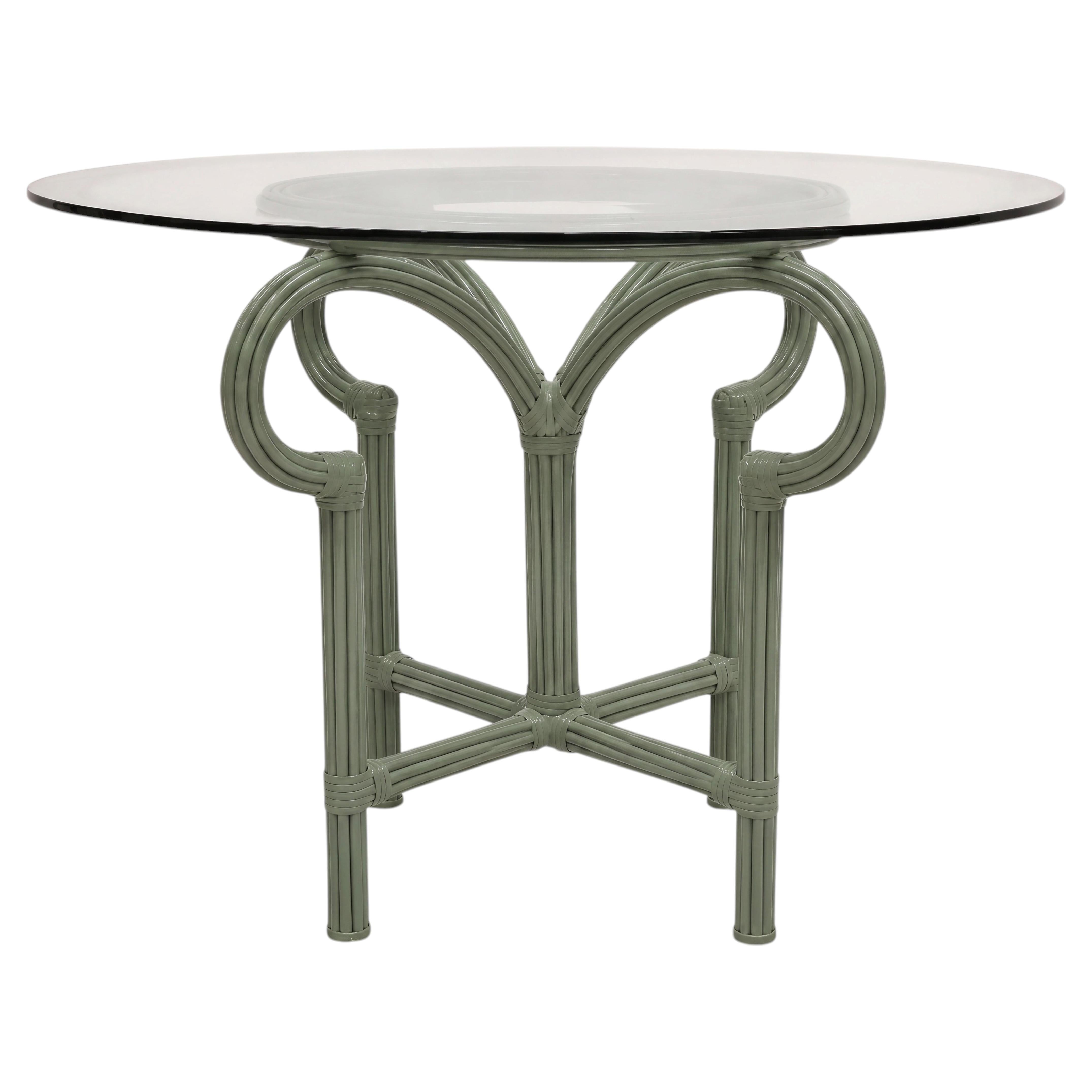 1970s Italian Organic Modern Pencil Bamboo Scrolling Loop Center Dining Table For Sale