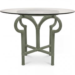 1970s Italian Organic Modern Pencil Bamboo Scrolling Loop Center Dining Table