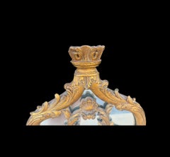 19th-C. Petite Italian Rococo Carved Giltwood Shell Motif Wall Mirror