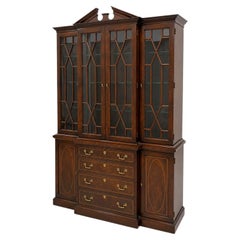 Hickory White Georgian Style Inlaid Mahogany Bookcase or China Display Cabinet