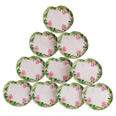 1960s Palm Beach Grandmillenial Italian Hibiscus Mahjong Luncheon Plates - S/10