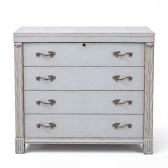 1950s John Stuart French Blue Painted Neoclassical Style Chests -Pair
