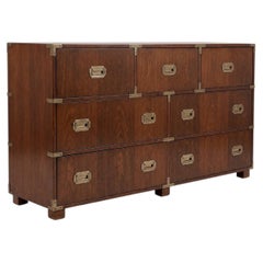 1970s Campaign Style Walnut And Brass Chest By Baker Furniture Company