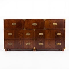 1970s Campaign Style Walnut And Brass Chest By Baker Furniture Company