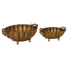 Italian Neo-Classical Style Brass Planters Cachepots Att. Decorative Crafts S/2