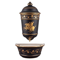 Mid-Century Italian Neo-Classical Style Ceramic Lavabo Fountain Jasperware Glaze