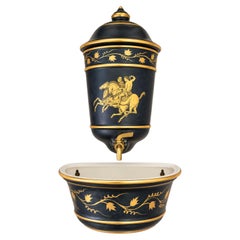 Mid-Century Italian Neo-Classical Style Ceramic Lavabo Fountain Jasperware Glaze
