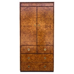 1970s Modern Burl Wood Gentleman’s Armoire by John Stuart