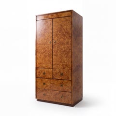 1970s Modern Burl Wood Gentleman’s Armoire by John Stuart