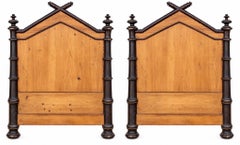 French Victorian Carved Pine Faux Bamboo Daybed Or Twin Headboards