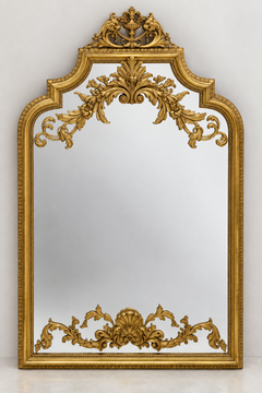 Italian Neo-Classical Style Gilded Cast Plaster and Terracotta Wall Mirror