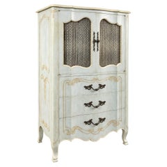 French Louis XV Style John Widdicomb Tall Swedish Blue Lingerie Chest Commode