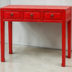 Mid-Century Chinese Red Lacquered Altar Style Console Table