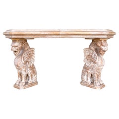Neoclassical Wood Griffin Console Table Att. Phyllis Morris San Simeon Line