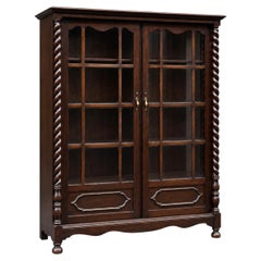 Armoire-bibliothèque américaine ancienne de l'époque victorienne, en acajou sculpté, décorée de motifs en spirale