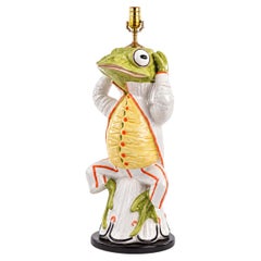 Large Scale Hollywood Regency Italian Frog Form Ceramic Table lamp