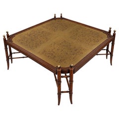 Chinese Chippendale style Faux Bamboo Brass Tray Form Square Coffee Table
