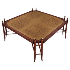 Chinese Chippendale style Faux Bamboo Brass Tray Form Square Coffee Table