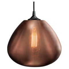 Contemporary Architectural Hand Blown Warm Metallic Copper Pendant Lamp