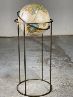Paul McCobb Style Mid Century Brass Globe by Replogle