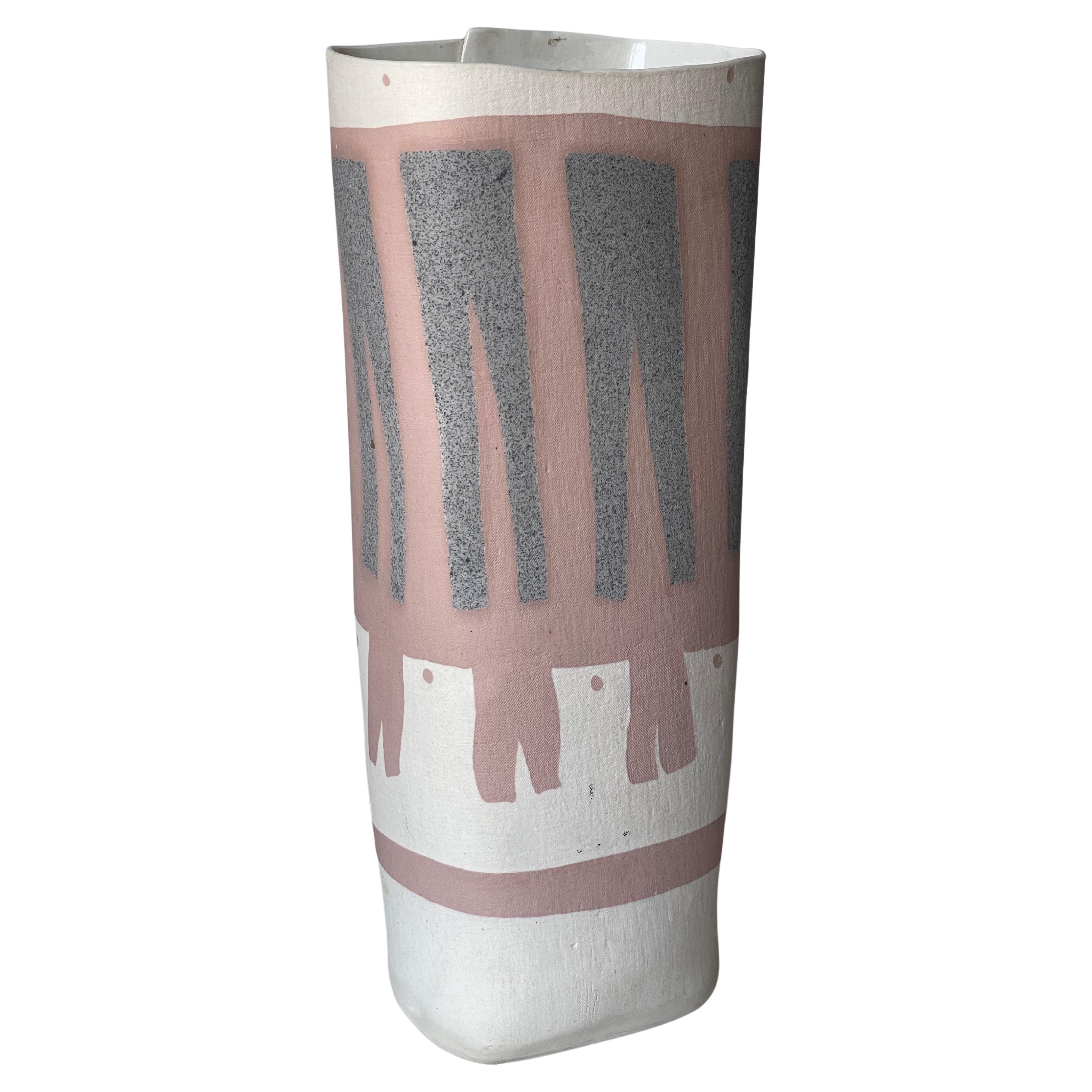 Large Folded Ceramic Vase by Weissmin, 1982 For Sale
