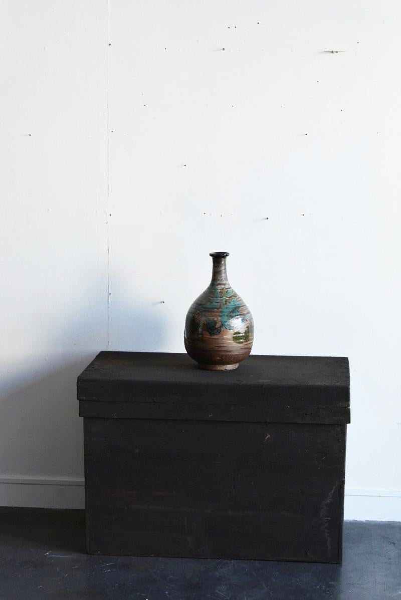 Glazed Japanese Antique Sake Bottle / Karatsu Ware / Edo Period 1700s / Antique Vase