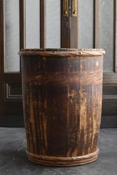Old Japanese Wooden Barrel Containing Miso / Table Base / Planter/ Mingei