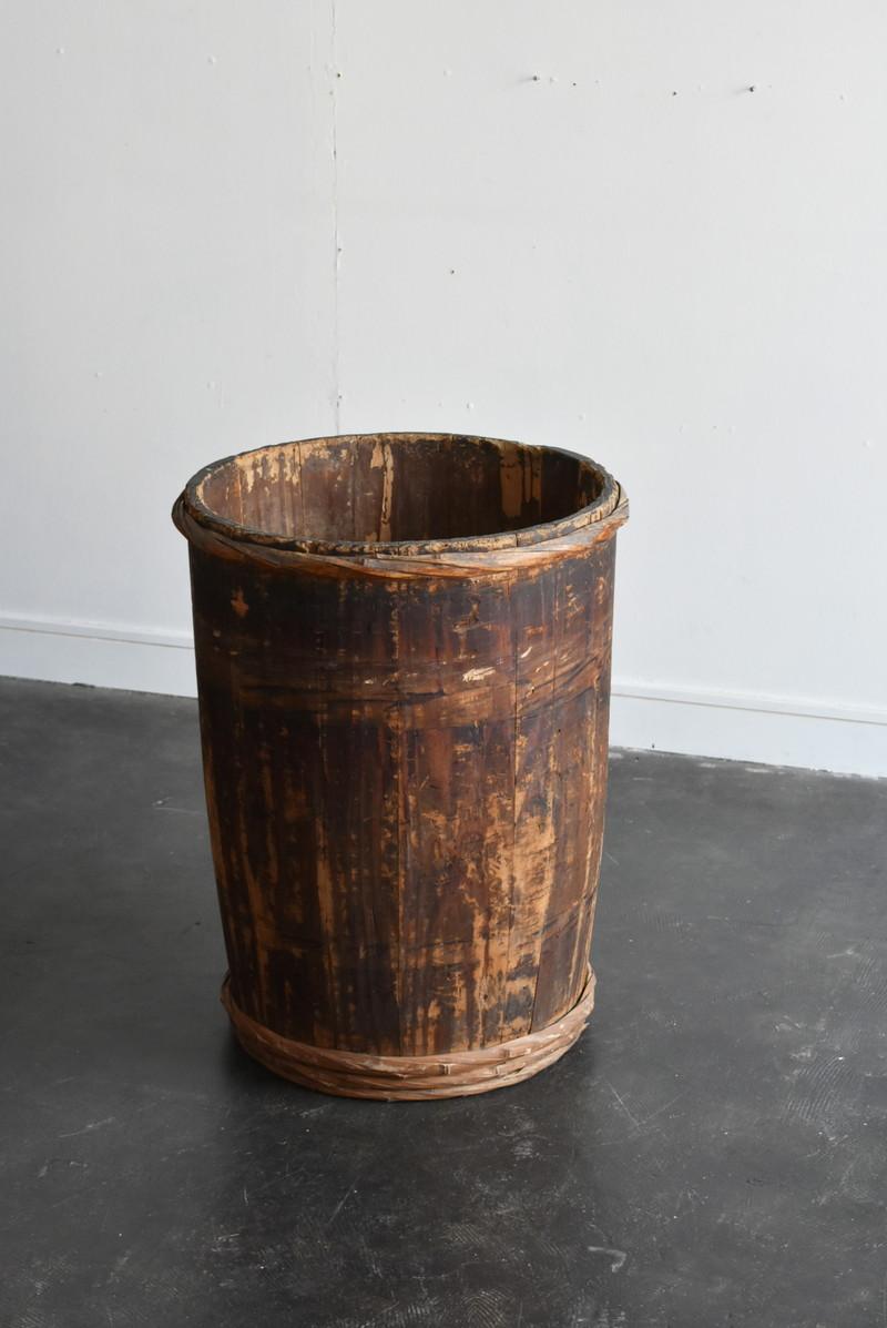 Old Japanese Wooden Barrel Containing Miso / Table Base / Planter/ Mingei 1
