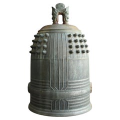 Antique Japanese bronze temple-style bell / Taisho-Showa / Hanging bell, patina