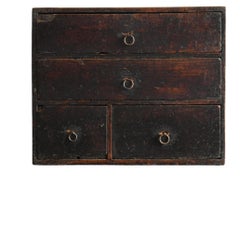 Antique Japanese wooden drawer chest / Edo period, 1770s /Small Storage Tansu