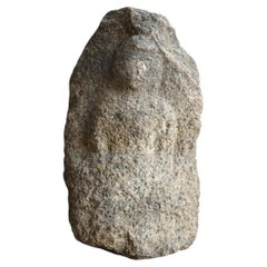 Antique Japanese stone Buddha, Amida Nyorai / Muromachi, 1400s-1500s / Rustic