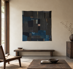 Antique Japanese Boro Cotton Patchwork Textile / Indigo-dyed fabric tapestry