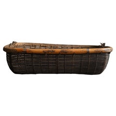 Old Southeast Asian basket / Bamboo and bark weave / Wall-hanging object