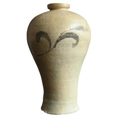 Antique Korean Goryeo meiping vase / 12th-13th century / Iron-painted celadon