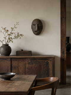 Old Nepalese wooden mask / 20th century / Wall-mounted object/ Simple smile