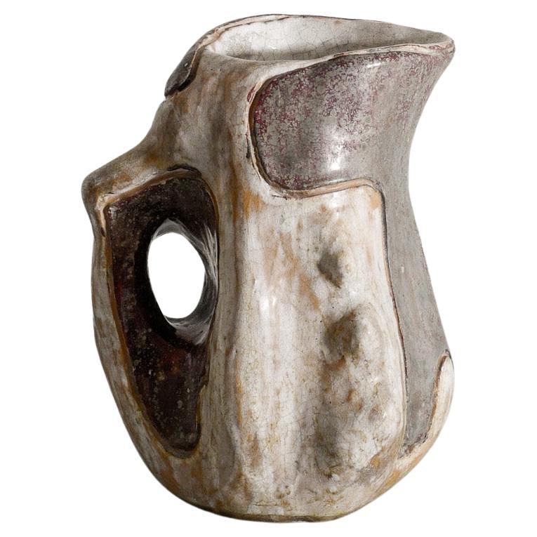 Swedish Mid Century Stoneware Pitcher by Hans Hedberg for Biot France, 1950s