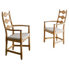 Pair of Danish Mid Century Wooden Armchairs in Oak by Henry Kjaernulf, 1950s