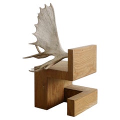 Rare "Stag Chair" contemporaine en bois de Rick Owens en contreplaqué et corne d'élan 2007