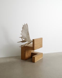 Rare "Stag Chair" contemporaine en bois de Rick Owens en contreplaqué et corne d'élan 2007