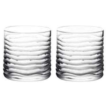 Cut Crystal Glass Set of 2 Tumblers Barware Handcrafted in Italy