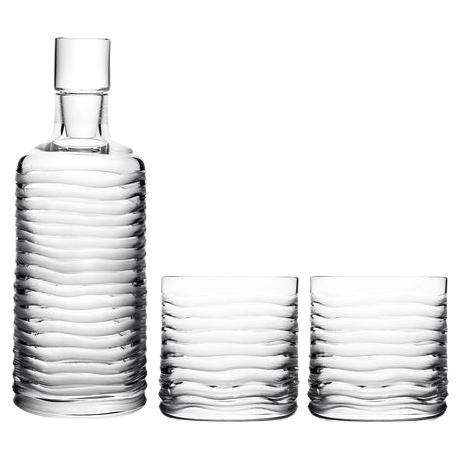 Ensemble cadeau de bar en verre de cristal taillé Carafe 2 gobelets Fabriqué en Italie