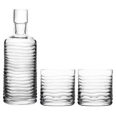 Cut Crystal Glass Barware Gift Set Decanter Carafe 2 Tumbler Crafted in Italy