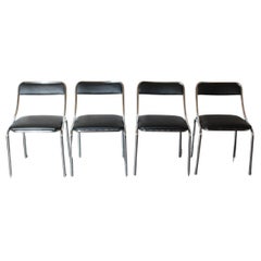 Chromed dining chairs, set of four, Italy 1970s
