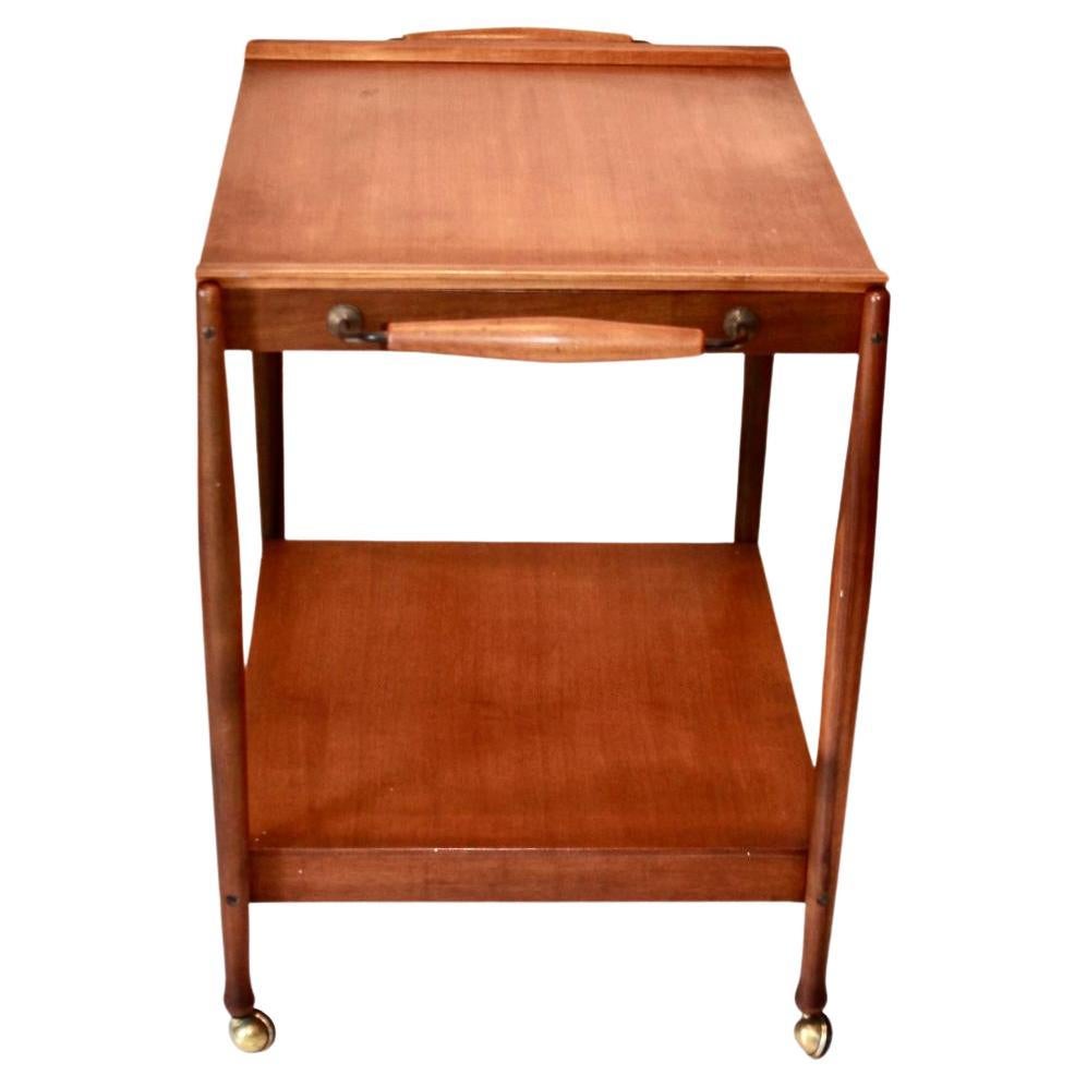 20th Century Italian Mid Century Modern Teak Bar Cart, Fratelli Reguitti, 1950s For Sale