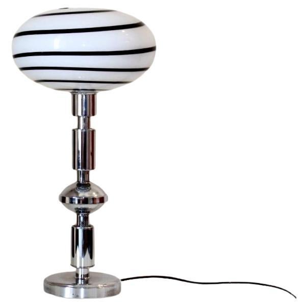 Space Age Table Lamp with Black and White Murano Glass, Italy 1970s In Good Condition In Ceglie Messapica, IT