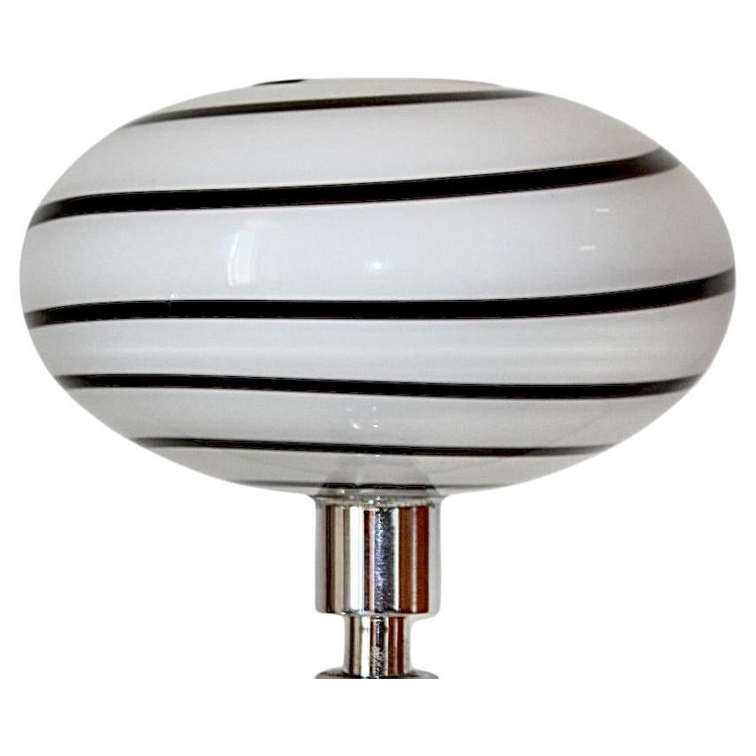 20th Century Space Age Table Lamp with Black and White Murano Glass, Italy 1970s