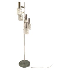 Retro chromed floor lamp with five decorated glass globes, Italy 1960s