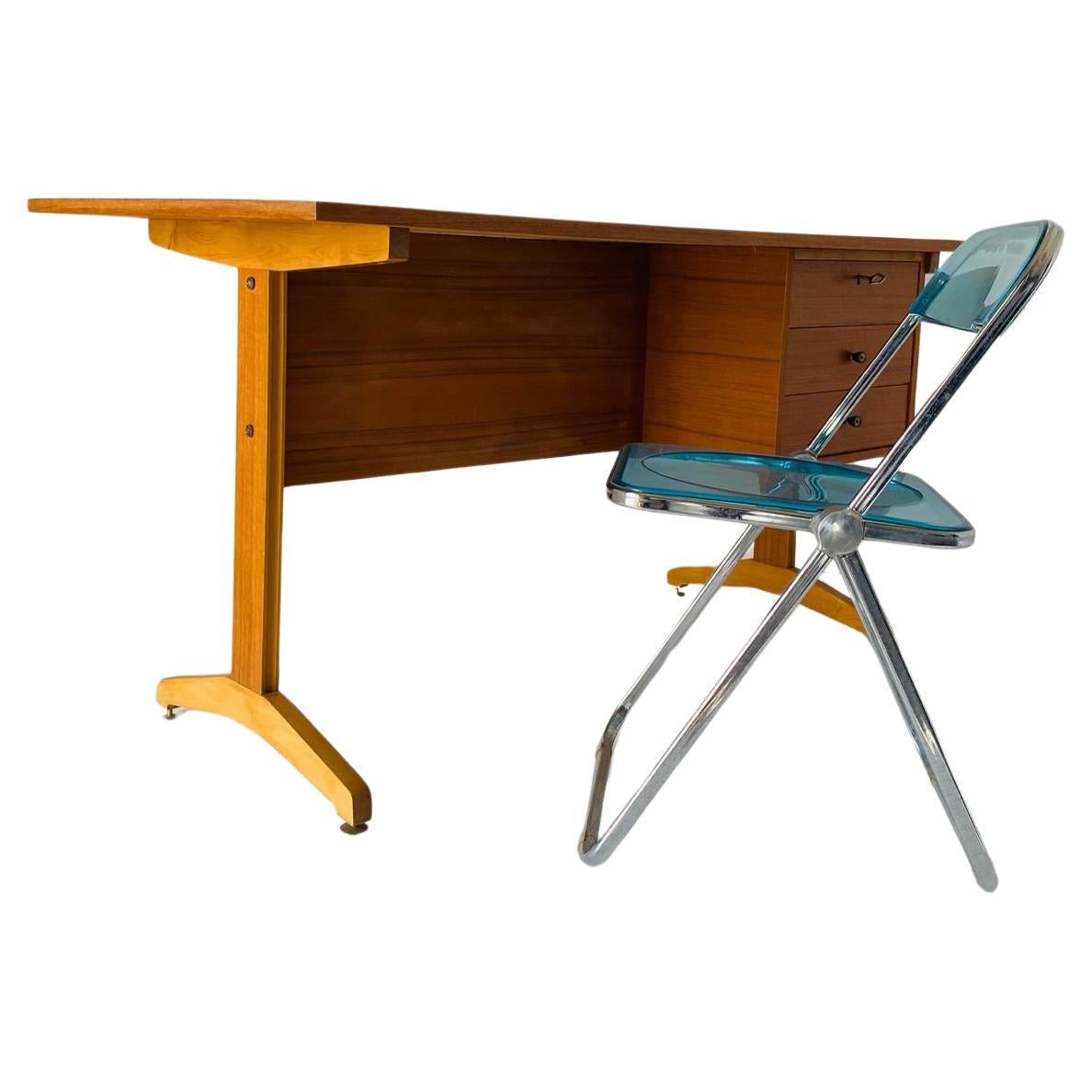 Mid-20th Century Midcentury teak desk in the style of Gianfranco Frattini, Italy 1960's For Sale