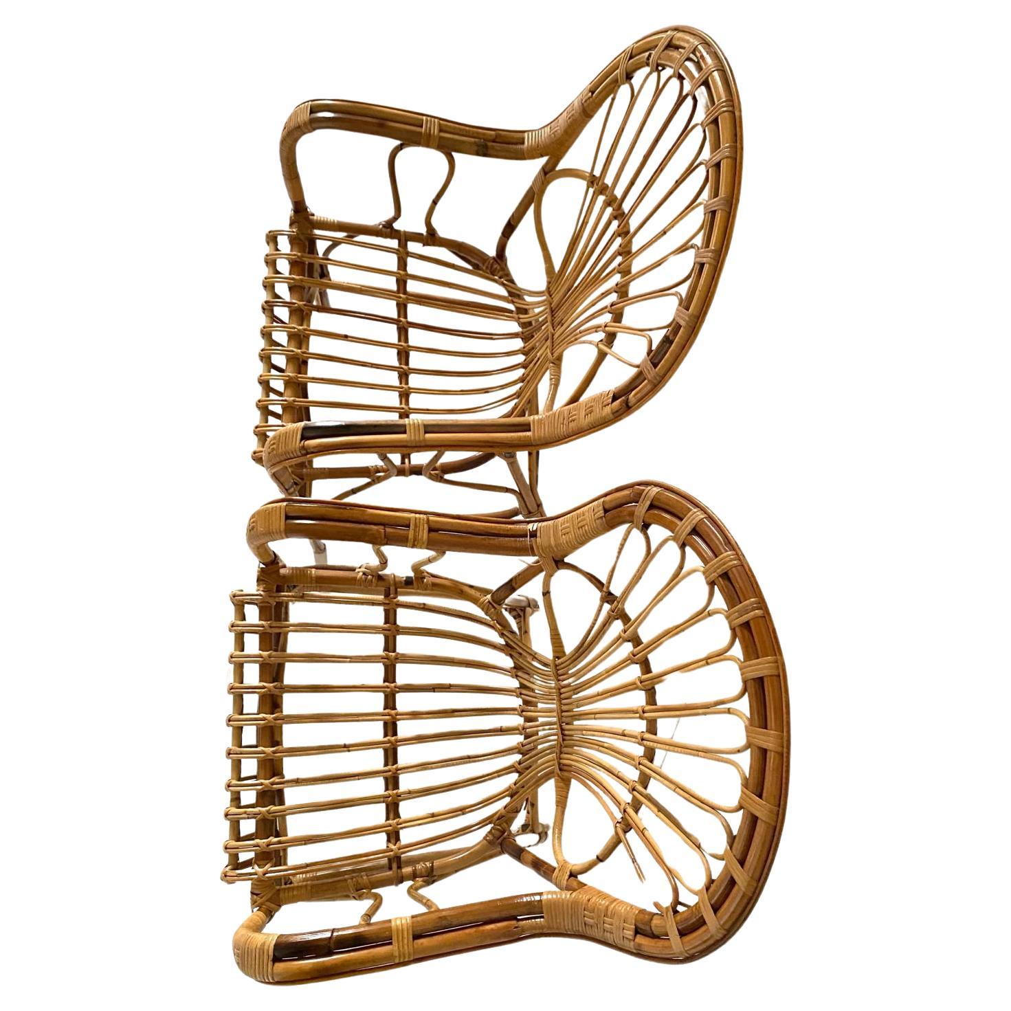 Rattan Armchairs and Sofa Garden Set attributed to Franco Albini,  Italy 1960's For Sale 1