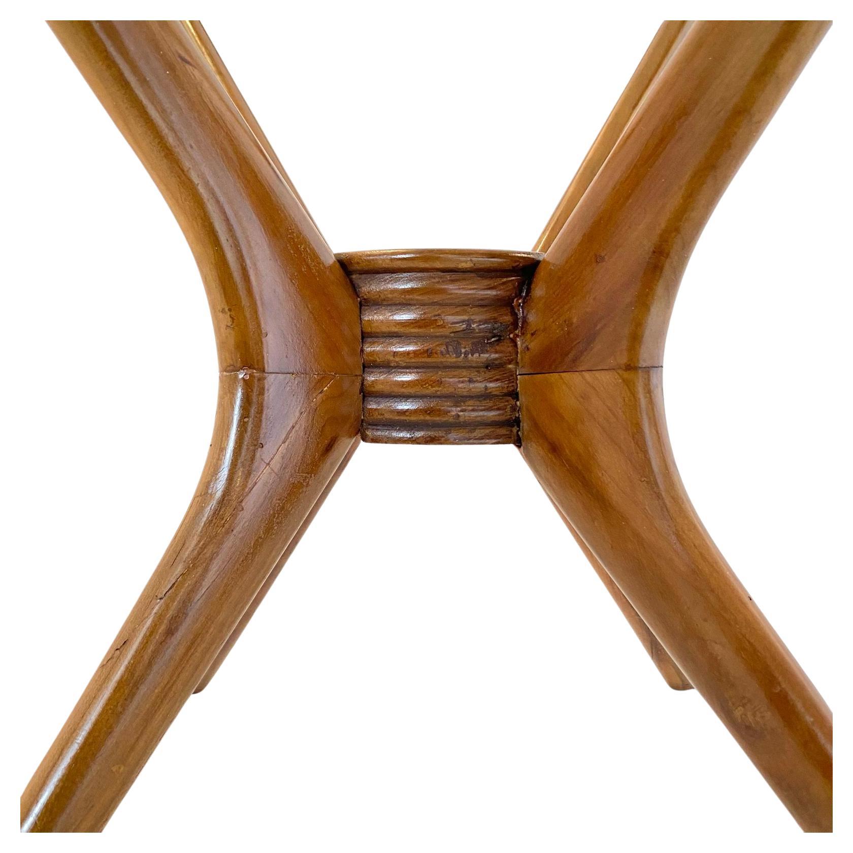 Spider Legs Round Wood Coffee Table, Paolo Buffa for Brugnoli, Italy 1950's For Sale 1